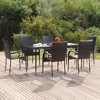 vidaXL Garden Dining Set Black PE rattan, powder-coated steel, glass - 63" table length Black 6 - 2 of 4