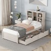 Twin Bed Frame with USB Charging Headboard, Wood Storage Drawers, No Box Spring Needed - Baofuwish - 2 of 4