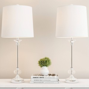 Crystal Lamps-Set of 2 Faceted Silver Lighting (Includes LED Light Bulb) - 1 of 4