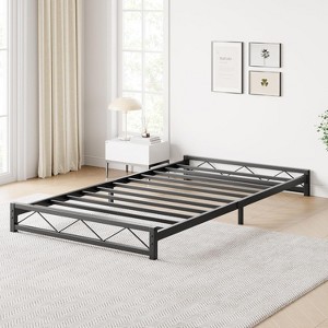 Metal Platform Bed Frame with Wave Headboard & Footboard, Steel Slat Support, Noise-Free, No Box Spring Needed, Twin/Full/Queen/King - 1 of 4