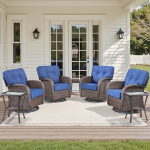 Buenhomino Outdoor Swivel Rocker Chairs Set, 360 Degree Rocking Patio Conversation Set with 5" Thickened Cushions, Glass Coffee Table - 1 of 4