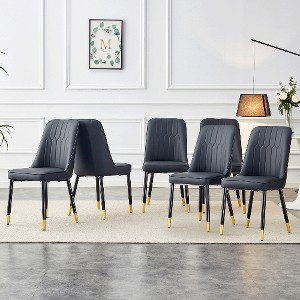 Lyngins Modern Armless Dining Chair Set of 2, PU Leather Kitchen Chair with Thickened Cushion, Metal Legs Living Room Chair for Dining Room - 1 of 4