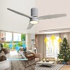 Wanze of Ocean 52 in. Modern Gray Indoor Solid Wood Gray Blades Flush Mount Standard Ceiling Fan with 3-Color Dimmable LED Light - 4 of 4