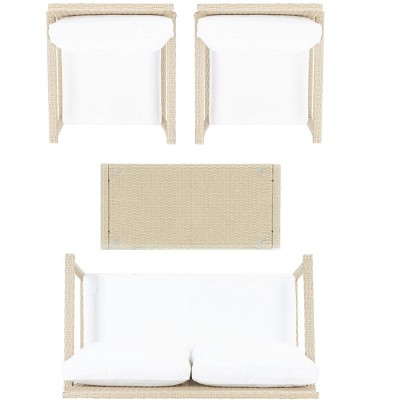 Beige Wicker 4-Piece Outdoor Living Set with Cushions