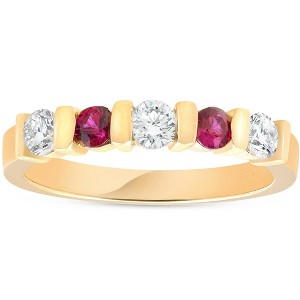 Pompeii3 1/2ct Ruby & Diamond Wedding Anniversary 14K Yellow Gold Ring - 1 of 4