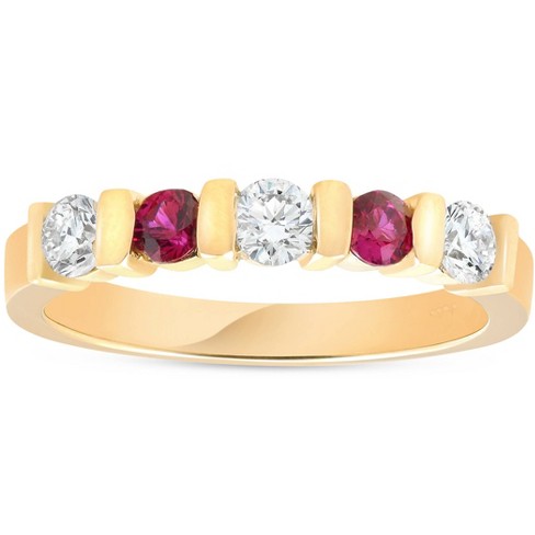 Pompeii3 1/2ct Ruby & Diamond Wedding Anniversary 14K Yellow Gold Ring - image 1 of 4