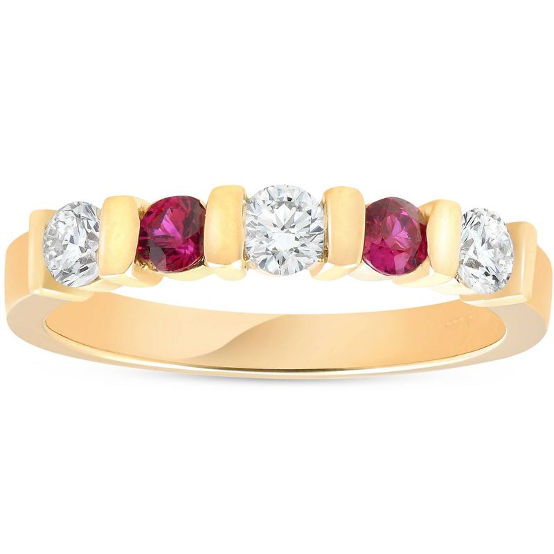 Pompeii3 1/2ct Ruby & Diamond Wedding Anniversary 14K Yellow Gold Ring, 1 of 5