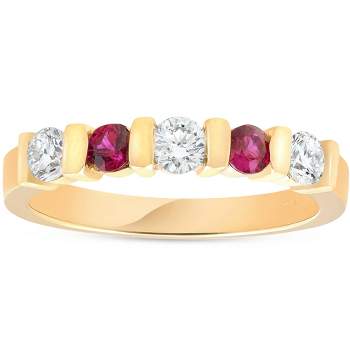 Pompeii3 1/2ct Ruby & Diamond Wedding Anniversary 14K Yellow Gold Ring