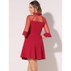 INSPIRE CHIC Women's Keyhole Mesh Sheer Half Sleeve Retro Gothic Cocktail Party Vintage Dress - 4 of 4