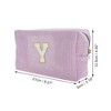 Unique Bargains Corduroy Rectangular Letter Makeup Bag Pink Purple 1 Pc - 2 of 4