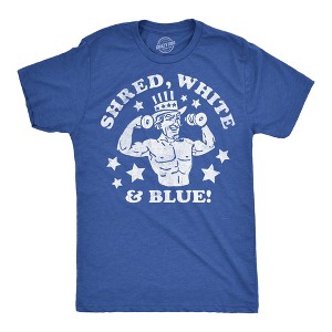 Mens Funny T Shirts Shred White and Blue Sarcastic Fourth Of July Graphic Novelty Tee for Men - Crazy Dog Men's T Shirt For Fourth Of July - 1 of 4