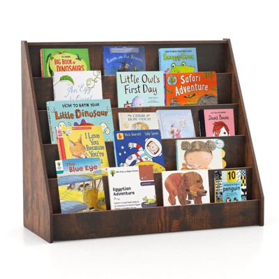 Infans 5 Tier Kids Bookshelf w/Anti-Tipping Device Kids-friendly Height for Bedroom