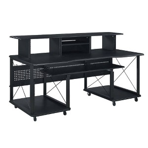 Acme Furniture Megara 72" Decorative Bookshelf Cherry and Black: Sturdy Metal Frame, Wood Composite Surface, Open Storage Shelf - 1 of 4
