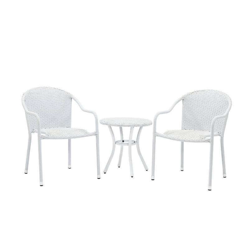Palm Harbor 3pc Outdoor Wicker Seating Set - White - Crosley, 4 of 7