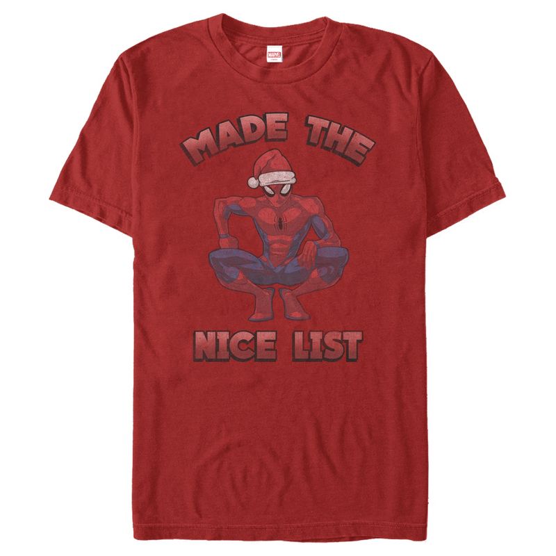 Men's Marvel Christmas Spider-Man Nice List T-Shirt, 1 of 5