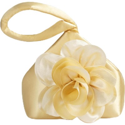 Clutch Purses for Women - Evening Bags Flower Satin Handbag Classy Wristlet Purse for Party Daily Wedding