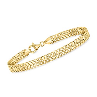 Ross-Simons 18kt Gold Over Sterling 2-Row Curb-Chain Bracelet