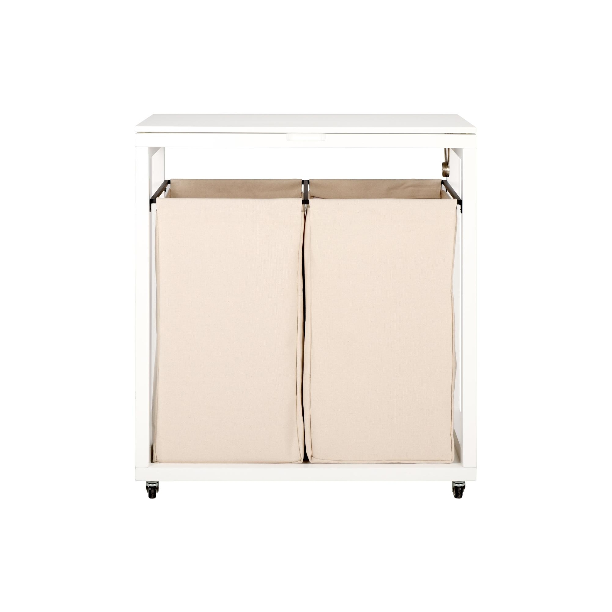 Leanna Laundry Basket with Wheels - STG1900 - White/Beige - Safavieh