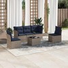 vidaXL 5 Piece Patio Sofa Set with Cushions Poly Rattan - Gray and Navy Blue With Table - 2 of 4