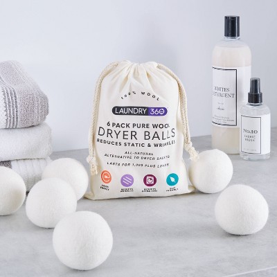 Eco-Friendly Wool Dryer Balls Set with Canvas Bag, 6 Pack