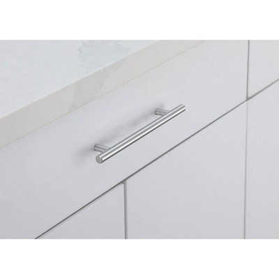Brushed Nickel Modern Bar Pull with Mounting Hardware