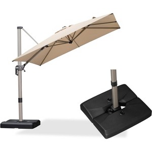 PURPLE LEAF Right-left Tilt Cantilever Umbrella with Base Patio Outdoor Swivel Umbrella with 360-degree Rotation - 1 of 1
