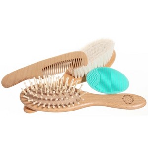 Baby Hair Brush and Comb Set for Newborn – Wooden Baby Brush with Soft Goat Bristle, Cradle Cap Brush for Newborns, Boys and Girls, Eco-Friendly - 1 of 4
