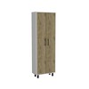 HomeRoots Set of Two Oak and White Wood Kitchen Island And Pantry Cabinet - 4 of 4