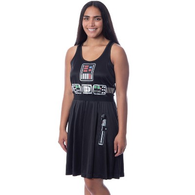 Star Wars Womens' Darth Vader Costume Fitted Nightgown Sleep Pajama Dress Black