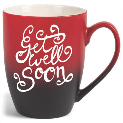 Elanze Designs Get Well Soon Two Toned Ombre Matte Red and Black 12 ounce Ceramic Stoneware Coffee Cup Mug