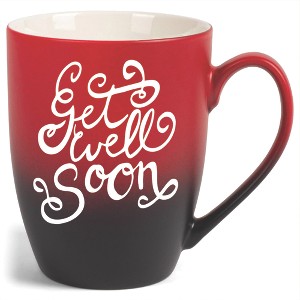 Elanze Designs Get Well Soon Two Toned Ombre Matte Red and Black 12 ounce Ceramic Stoneware Coffee Cup Mug - 1 of 4
