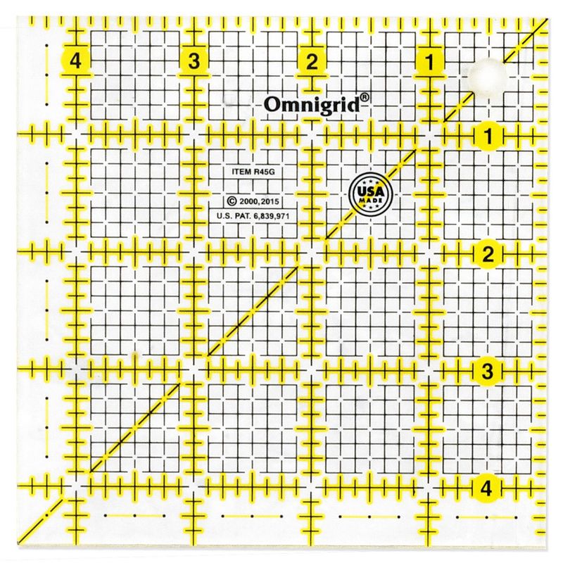 Omnigrid 4-1/2&#34; x 4-1/2&#34; Square Quilting and Sewing Ruler, 1 of 3