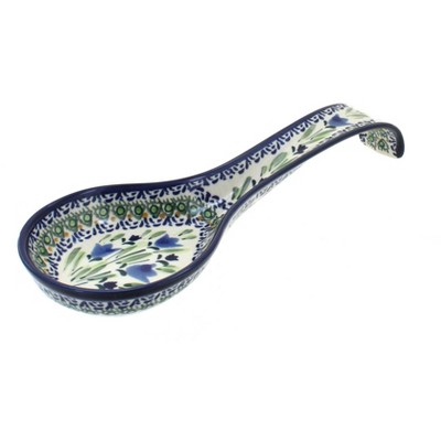 Blue Rose Polish Pottery Blue Tulip Large Spoon Rest