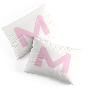 Deny Designs Standard April Lane Art Block Pink Monogram M Microfiber Printed Pillow Sham - 1 of 3