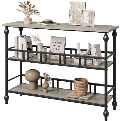 Console Table 43”, 3-Tier Industrial Entryway Table, Narrow Entrance Sofa Table with Shelves Sofa Table for Hallway, Living Room, Small Space