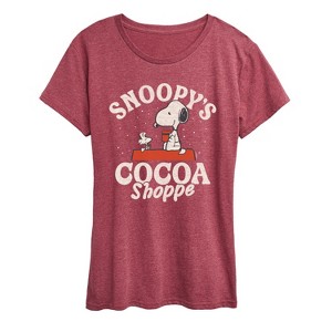Women's - Peanuts - Snoopys Cocoa Shoppe Short Sleeve Graphic T-Shirt - 1 of 4