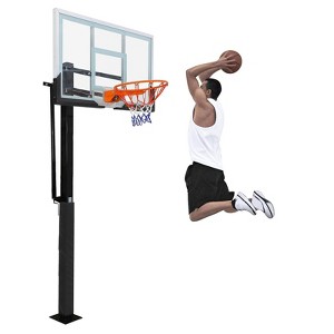 55" Outdoor Basketball Hoop System, Tempered Glass Shatterproof Backboard, 8-10Ft Quick Height Adjustment - 1 of 4