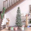 NAYSAYE 6ft Unlit Snow Flocked Slim Pine Artificial Christmas Tree with 394 Realistic Branch Tips for Holiday Decoration, Green, 23.5"*23.5"*70.8" - 2 of 4