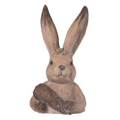 Transpac Resin 19" Brown Easter Flower Crown Bunny Bust