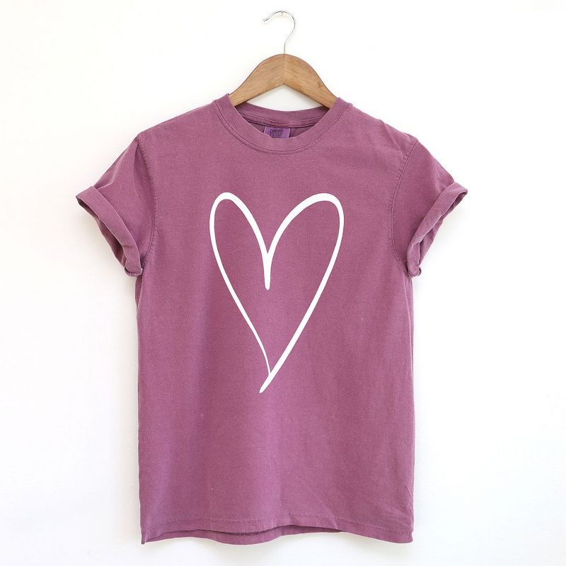Simply Sage Market Women's Hand Drawn Heart Short Sleeve Garment Dyed Tee, 1 of 4