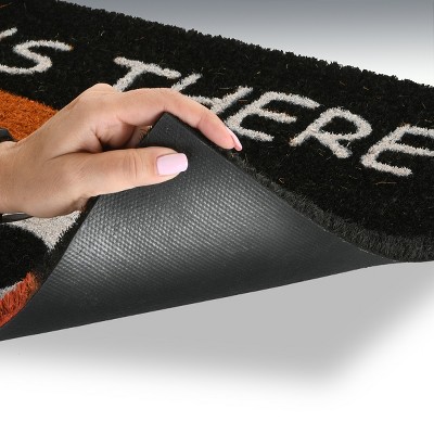 30" Black and Orange Owl Head Coir Doormat