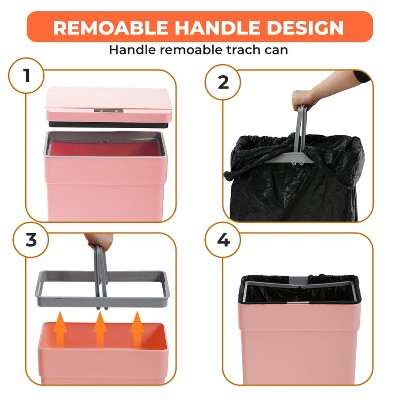 Pink 13 Gallon Touchless Plastic Trash Can with Motion Sensor