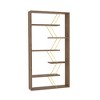 Wood Frame Etagere Open Back 6 Shelves Bookcase Industrial Bookshelf, Bookcases Large Bookshelf Organizer, Walnut/Yellow - 3 of 4