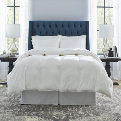 Pointehaven 300TC Cotton Sateen Woven Stripe Down Alterative Oversized White Comforter