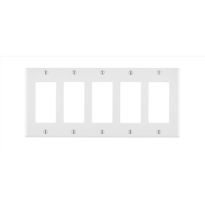 Leviton White 5 gang Thermoset Plastic Decorator Wall Plate 1 pk