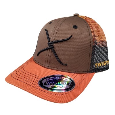 Twisted X Mens Adjustable Snapback Mesh Cap Hat (Brown/Orange)