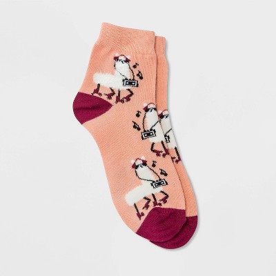 Women's Fuzzy Rocker Llama Ankle Socks - Xhilaration™ Pink 4-10