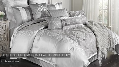 Kacee Platinum Gray 12-Piece King Comforter Set