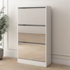 Angel Sar Narrow 3-Tier Shoe Storage Cabinet with Full-Length Mirror, White Slim Shoe Organizer for Entryway, Bedroom, or Apartment - 4 of 4
