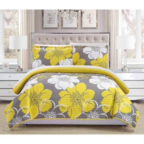 Chic Home Design Queen 3pc Chase Quilt & Sham Set Yellow : Target